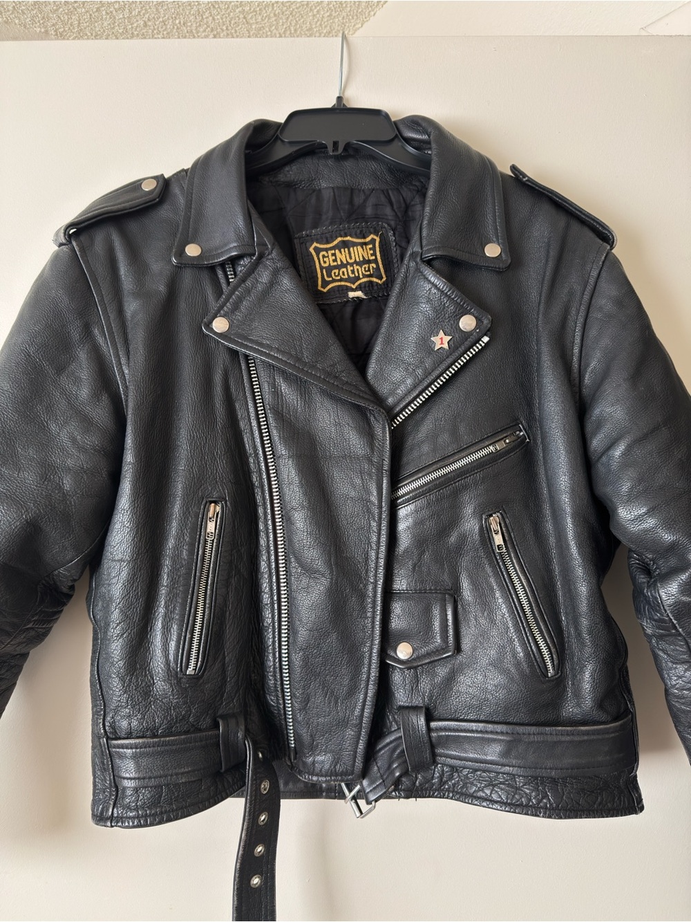 Wilsons Leather Black Genuine Leather Biker Jacket